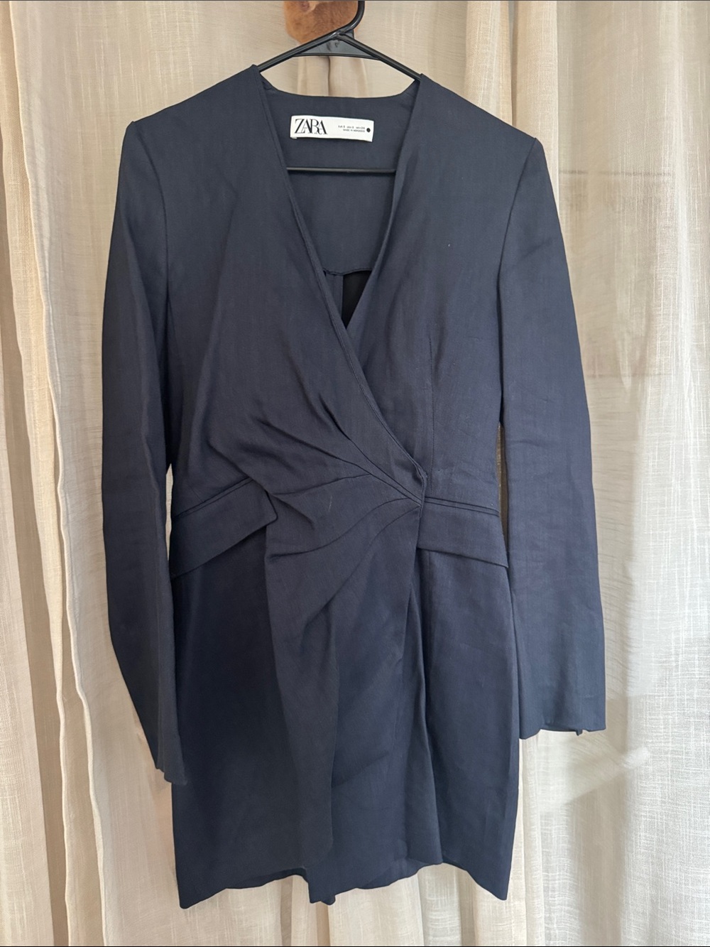 ZARA Black Long-Sleeve suit Mini Dress